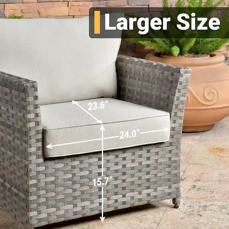 HOOOWOOO 10-piece Grey Wicker Patio Outdoor Furniture Set with Fire Pit