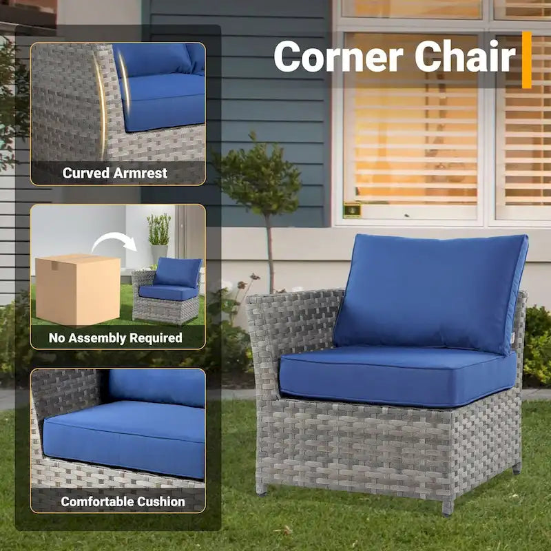 HOOOWOOO 10-piece Grey Wicker Patio Outdoor Furniture Set with Fire Pit