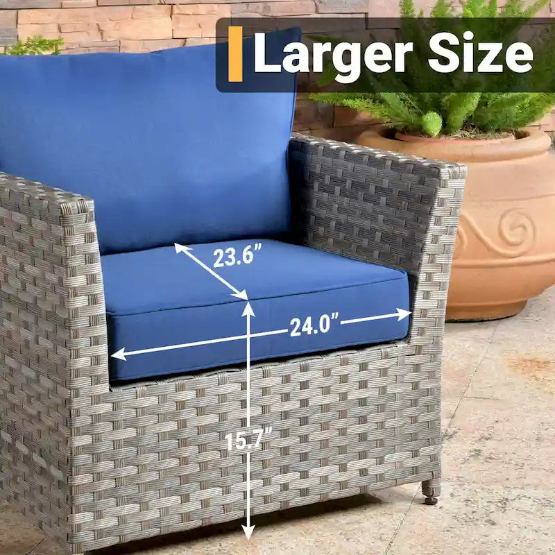HOOOWOOO 10-piece Grey Wicker Patio Outdoor Furniture Set with Fire Pit