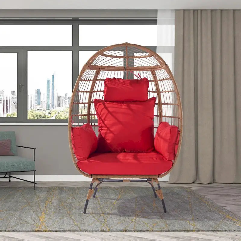 Steel Frame Wicker Egg Chair Max 440lb Capacity