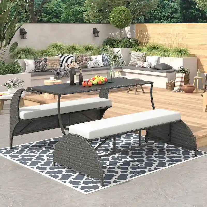 Outdoor Loveseat and Convertible to four seats and a table,Suitable for Gardens and Lawns