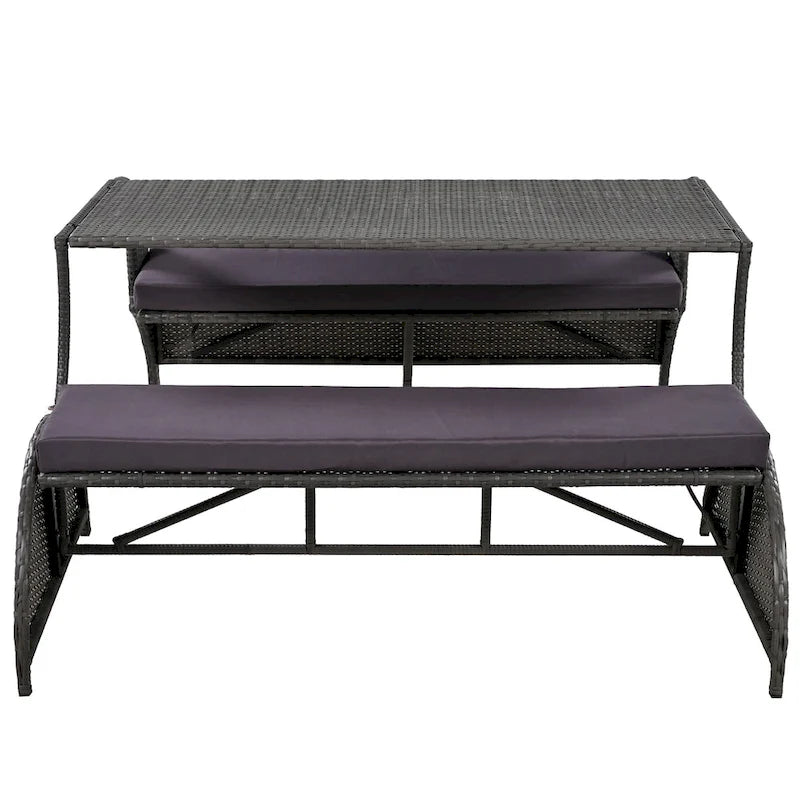 Outdoor Loveseat and Convertible to four seats and a table,Suitable for Gardens and Lawns