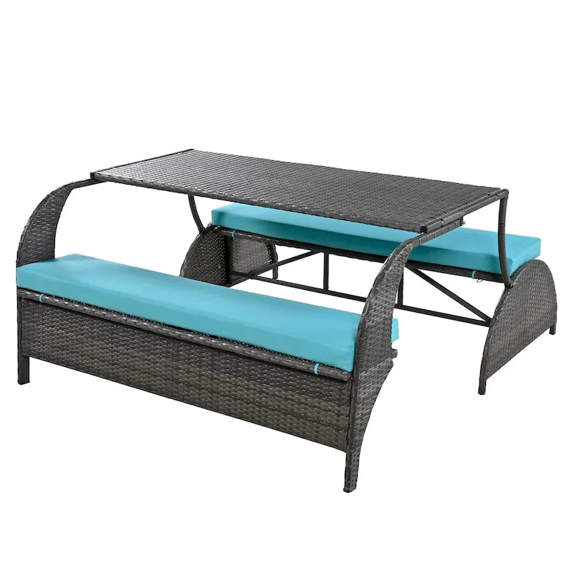 Outdoor Loveseat and Convertible to four seats and a table,Suitable for Gardens and Lawns