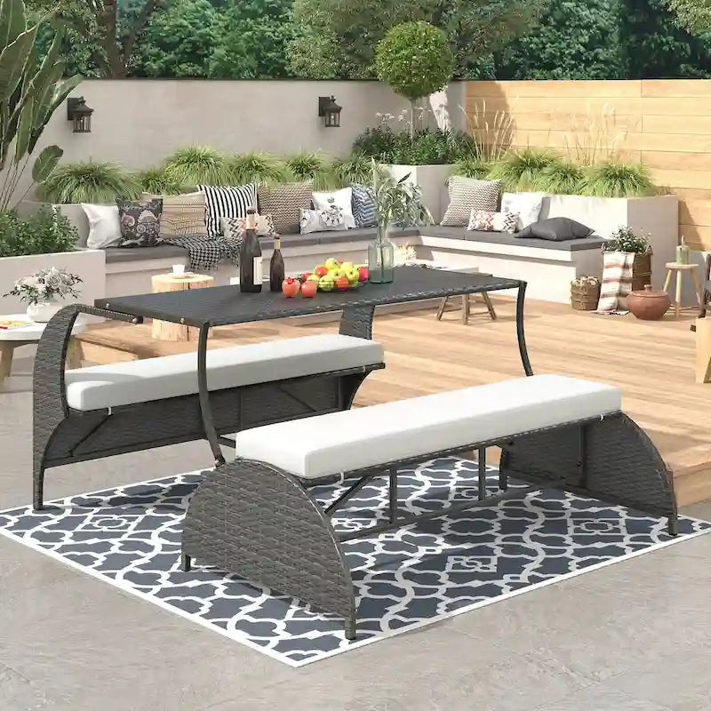 Outdoor Loveseat and Convertible to four seats and a table,Suitable for Gardens and Lawns