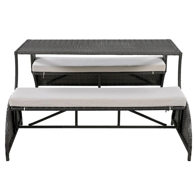 Outdoor Loveseat and Convertible to four seats and a table,Suitable for Gardens and Lawns