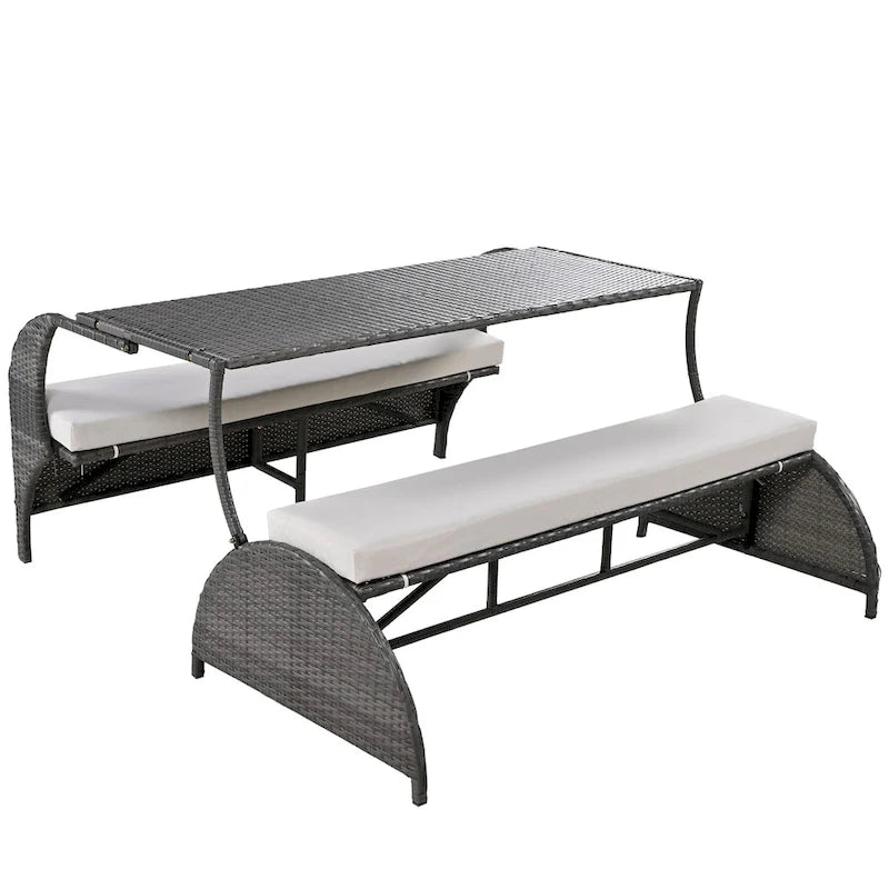 Outdoor Loveseat and Convertible to four seats and a table,Suitable for Gardens and Lawns