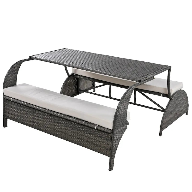 Outdoor Loveseat and Convertible to four seats and a table,Suitable for Gardens and Lawns