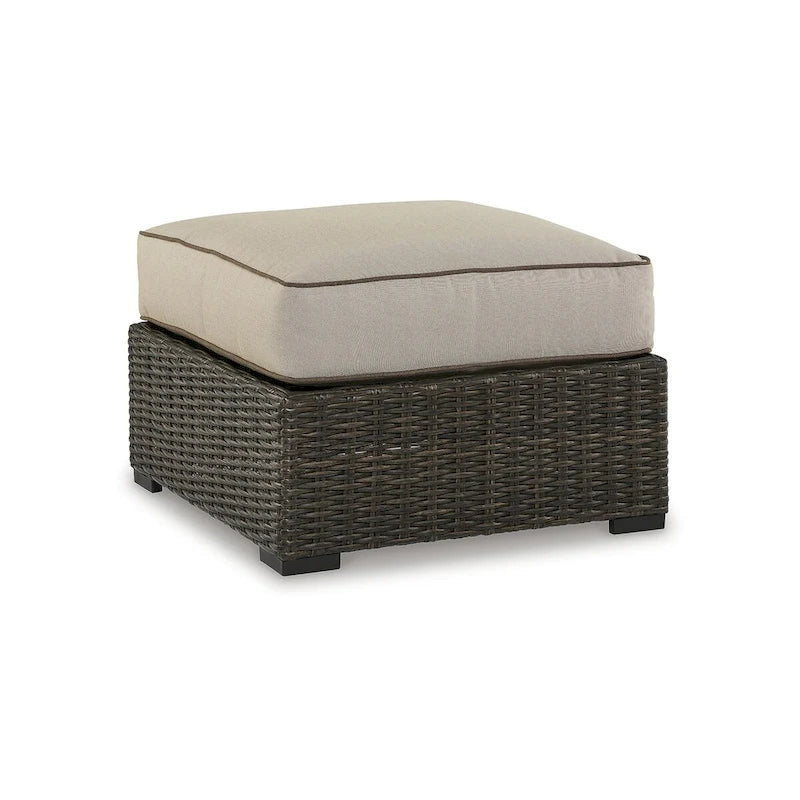 Signature Design by Ashley Coastline Bay Brown Outdoor Ottoman with Cushion - 28.5  W x 28.5  D x 19.5  H