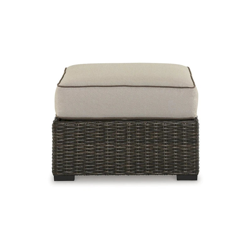 Signature Design by Ashley Coastline Bay Brown Outdoor Ottoman with Cushion - 28.5  W x 28.5  D x 19.5  H