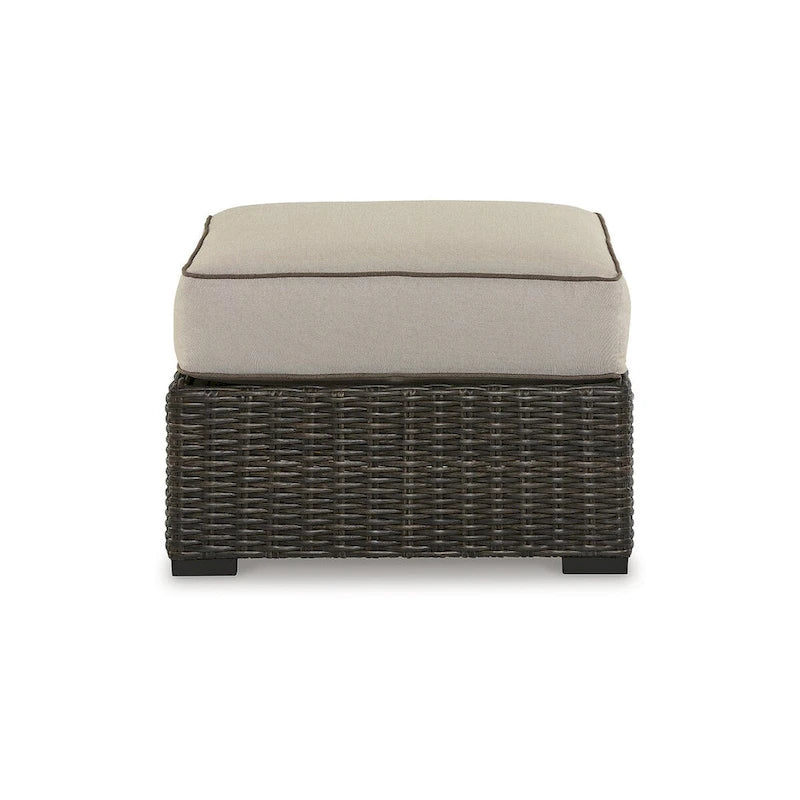 Signature Design by Ashley Coastline Bay Brown Outdoor Ottoman with Cushion - 28.5  W x 28.5  D x 19.5  H