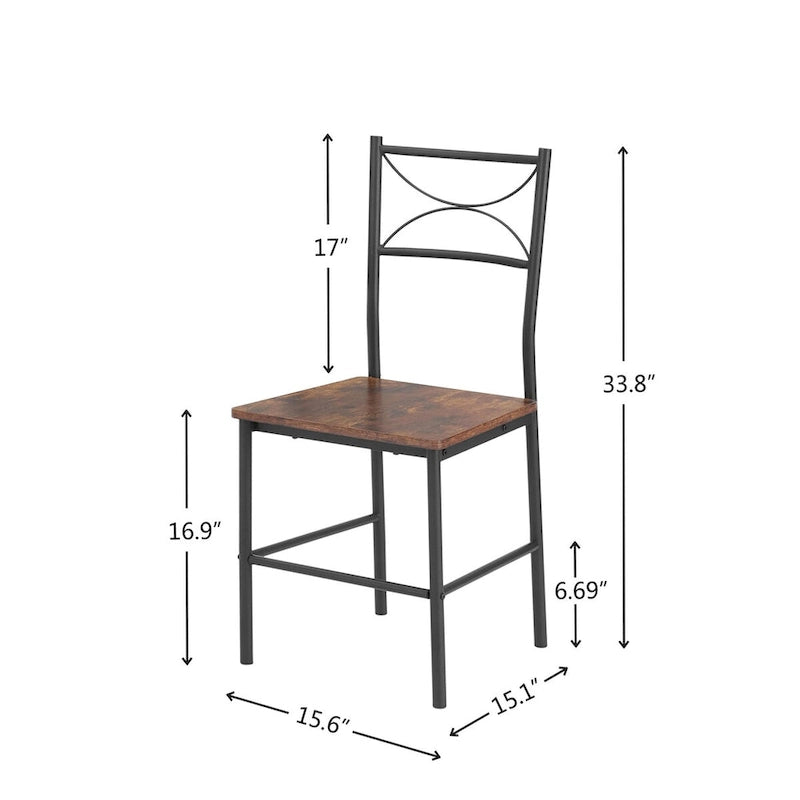 3 Piece Kitchen Dining and Patio Set Table Set Retro Brown chair - Chair:15.6 L * 15.1 W * 33.8 H