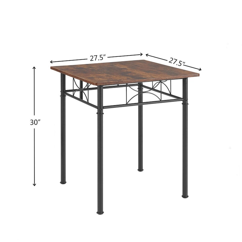 3 Piece Kitchen Dining and Patio Set Table Set Retro Brown chair - Chair:15.6 L * 15.1 W * 33.8 H