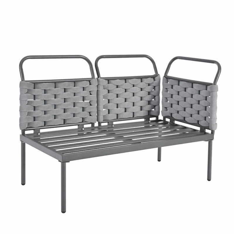 5-Piece Modern Patio Sectional Sofa Set with Glass Table and Cushions