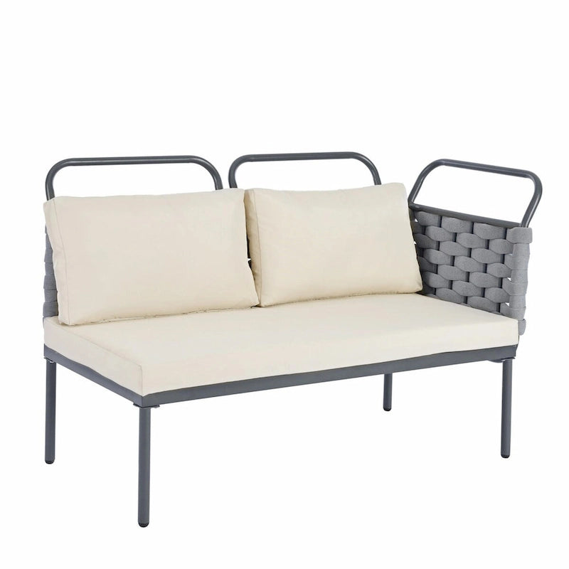 5-Piece Modern Patio Sectional Sofa Set with Glass Table and Cushions