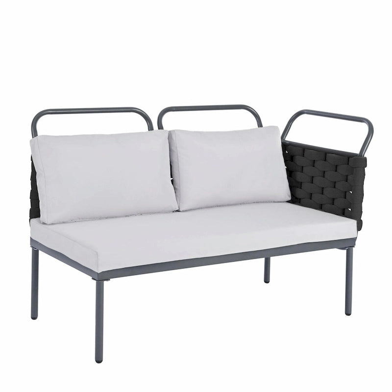 5-Piece Modern Patio Sectional Sofa Set with Glass Table and Cushions