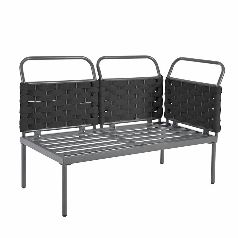 5-Piece Modern Patio Sectional Sofa Set with Glass Table and Cushions