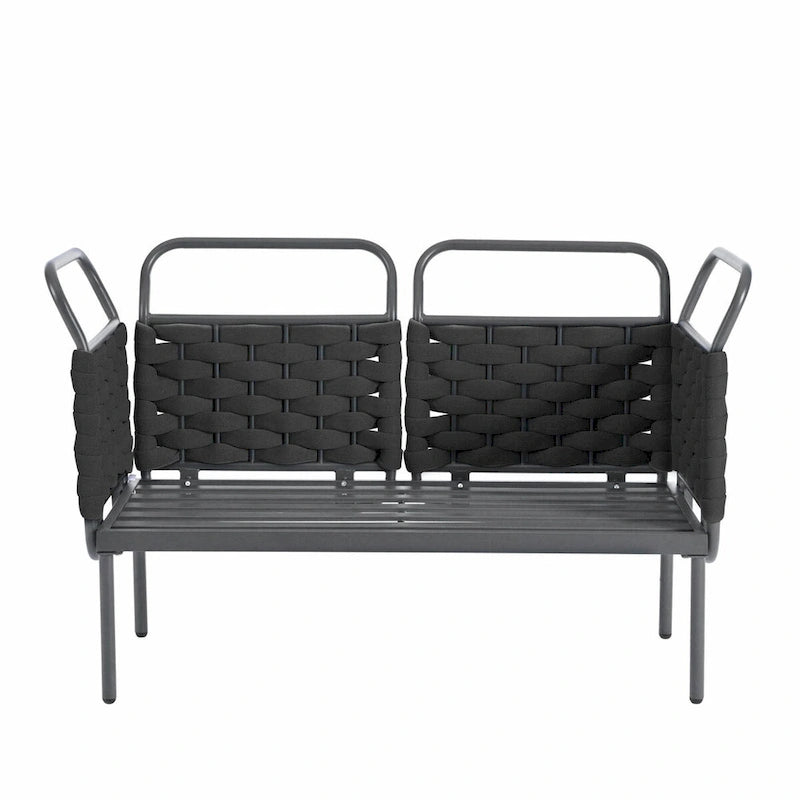 5-Piece Modern Patio Sectional Sofa Set with Glass Table and Cushions