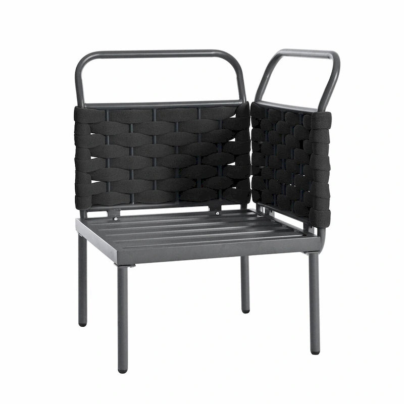 5-Piece Modern Patio Sectional Sofa Set with Glass Table and Cushions