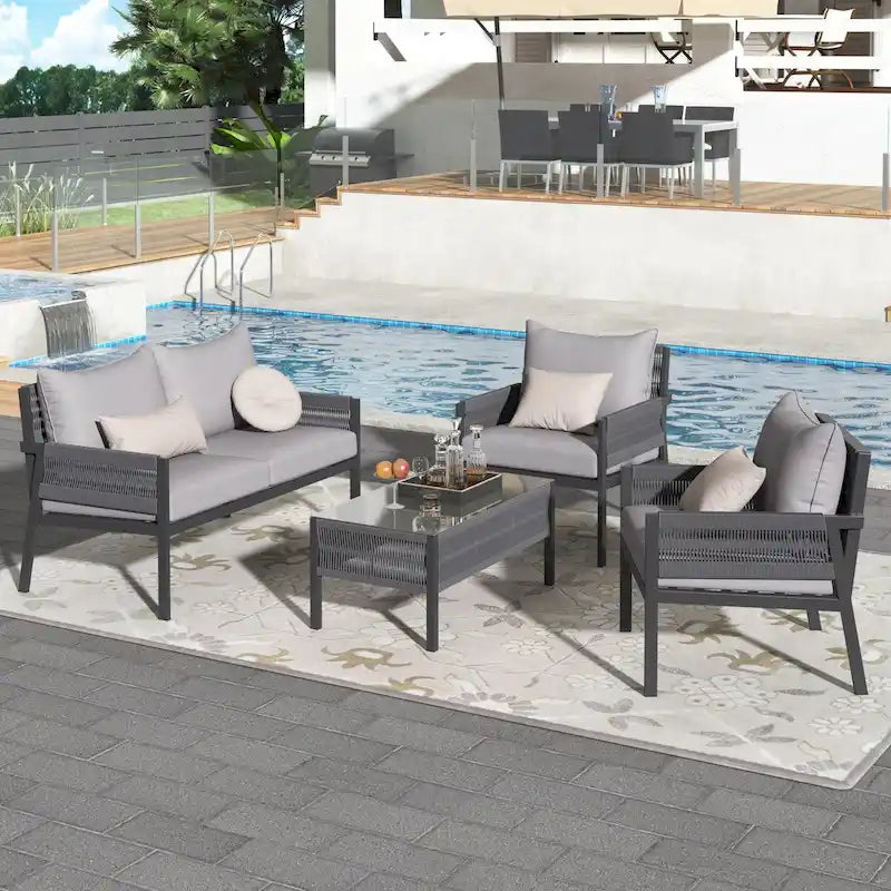 4-Piece Rope Patio Furniture Set