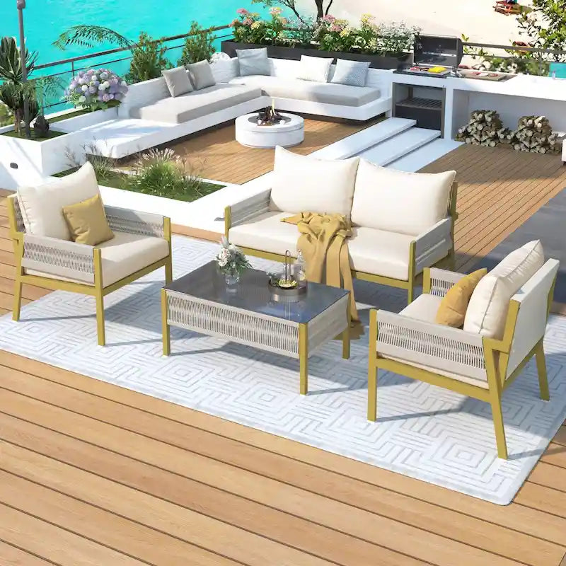 4-Piece Rope Patio Furniture Set