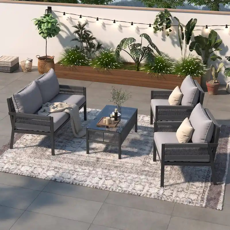 4-Piece Rope Patio Furniture Set