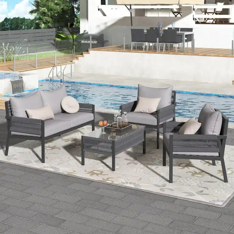 4-Piece Rope Patio Furniture Set