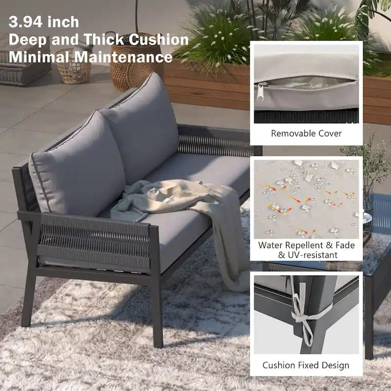 4-Piece Rope Patio Furniture Set