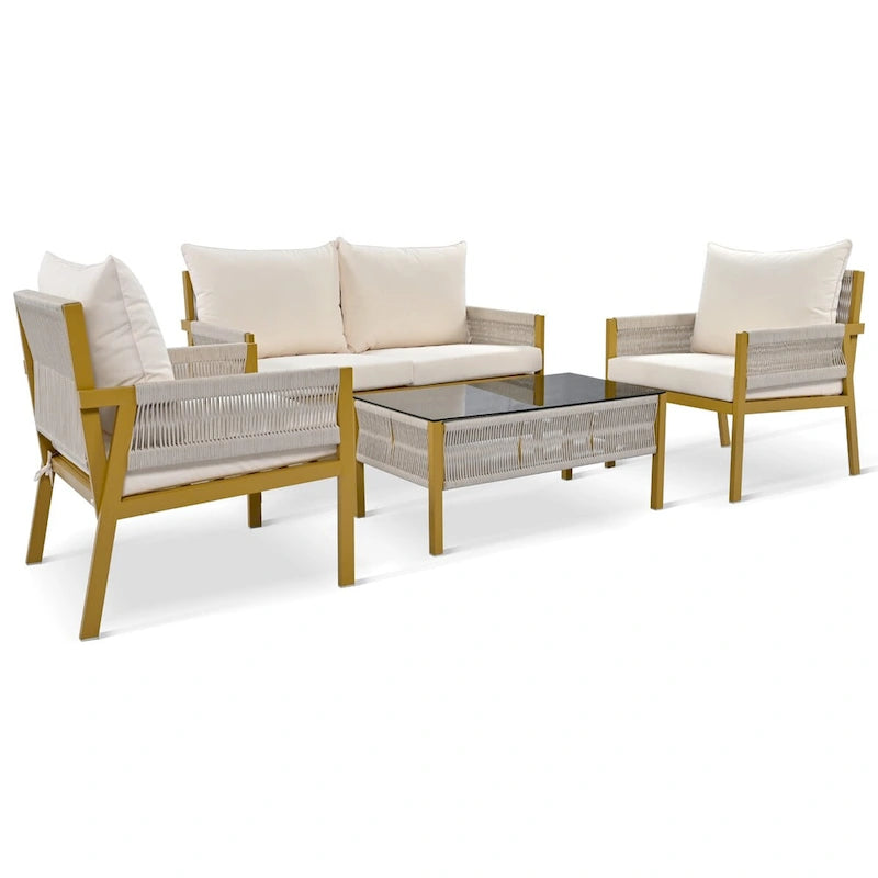 4-Piece Rope Patio Furniture Set