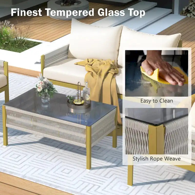 4-Piece Rope Patio Furniture Set