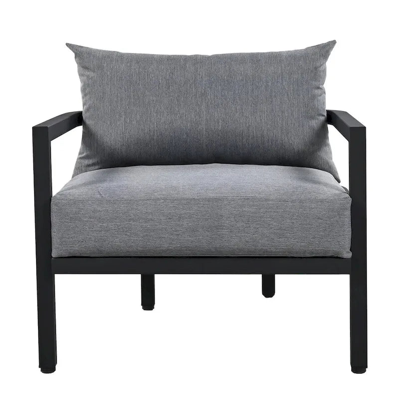 4-Piece Outdoor Steel Patio Sectional with Table and Cushions