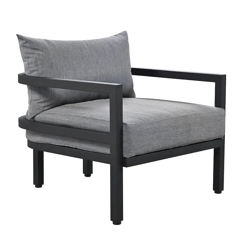 4-Piece Outdoor Steel Patio Sectional with Table and Cushions