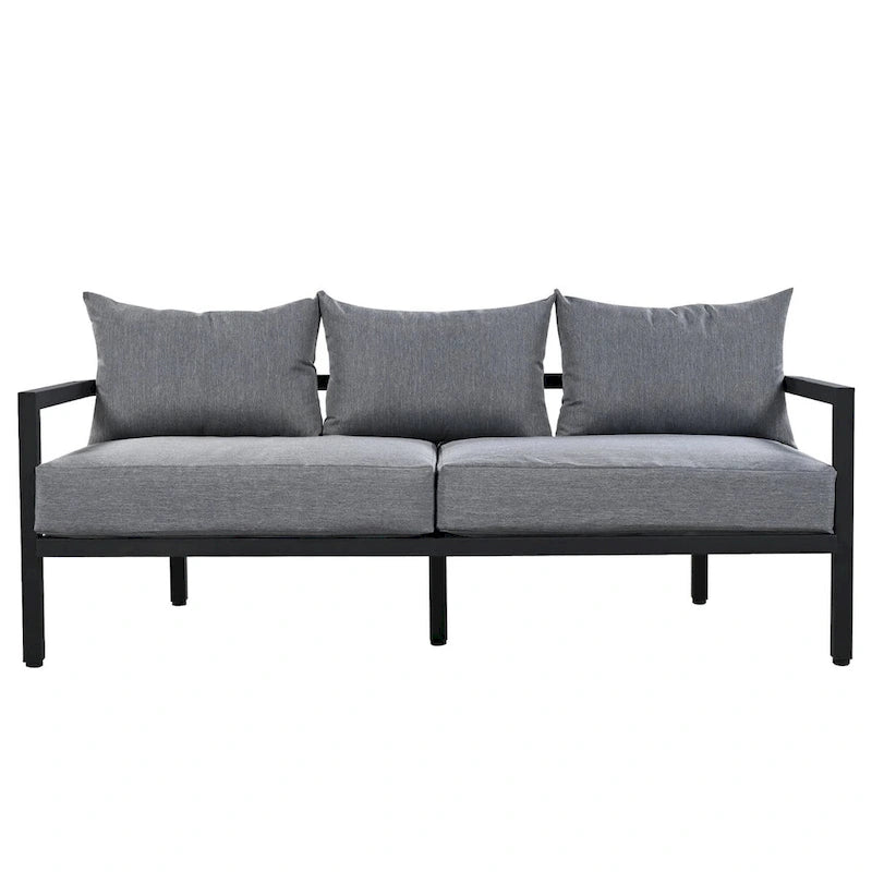 4-Piece Outdoor Steel Patio Sectional with Table and Cushions