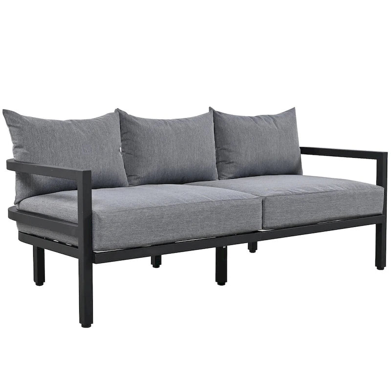 4-Piece Outdoor Steel Patio Sectional with Table and Cushions