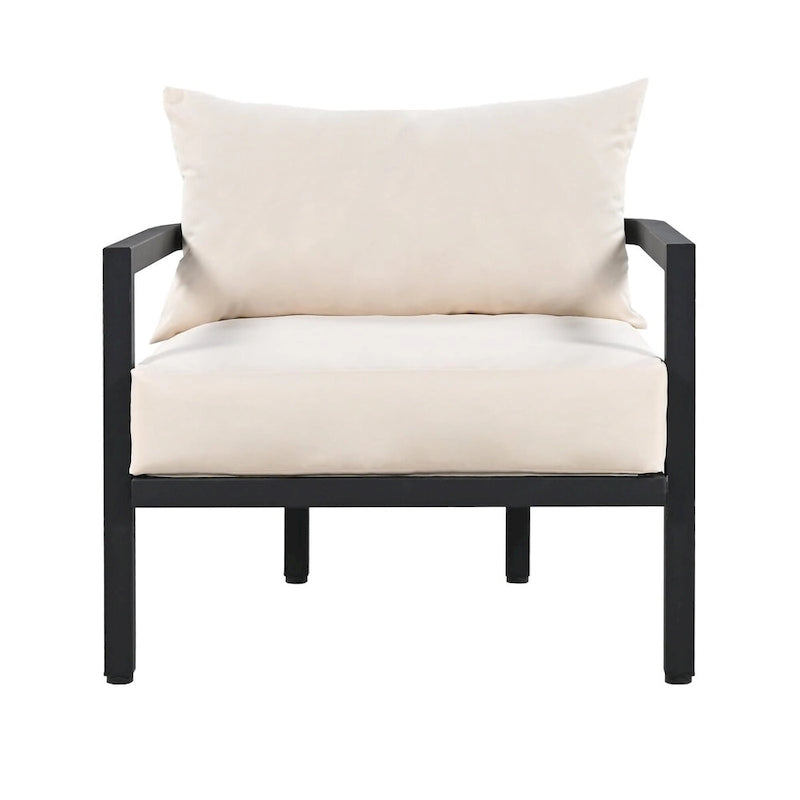 4-Piece Outdoor Steel Patio Sectional with Table and Cushions