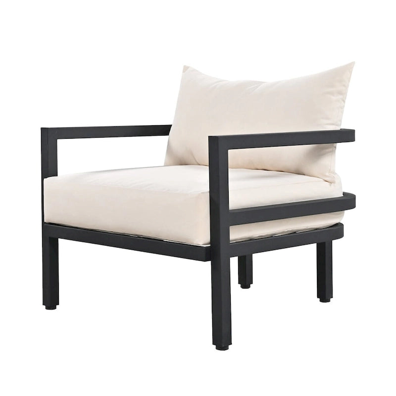 4-Piece Outdoor Steel Patio Sectional with Table and Cushions
