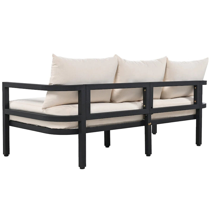 4-Piece Outdoor Steel Patio Sectional with Table and Cushions