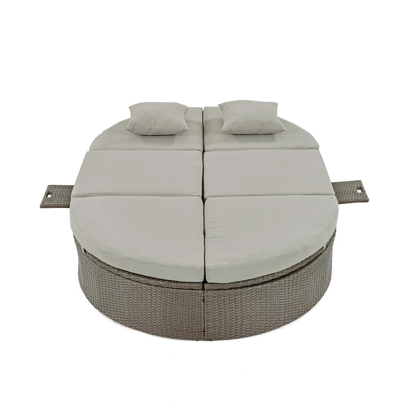 Gray PE Rattan Outdoor Daybed for 2