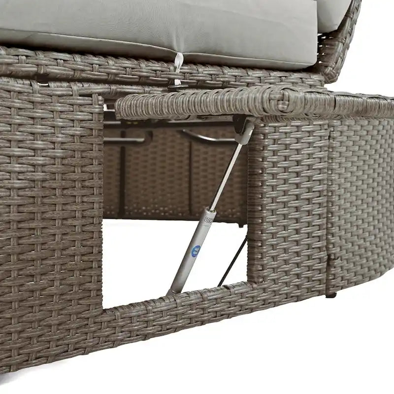 Gray PE Rattan Outdoor Daybed for 2