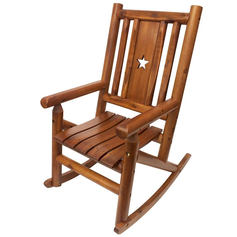 Leigh Country Amber-Log Adult Rocker with Star Cutout - Brown