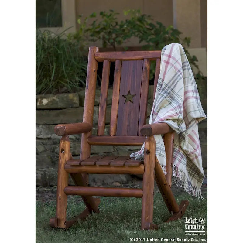 Leigh Country Amber-Log Adult Rocker with Star Cutout - Brown