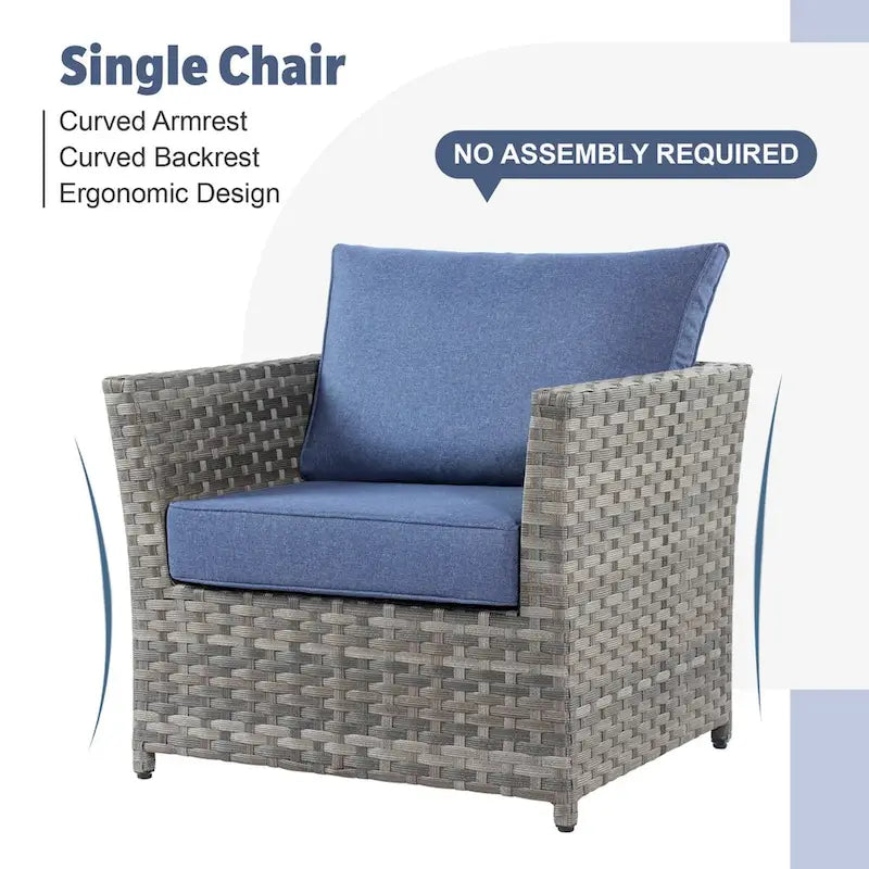 XIZZI 10-piece Outdoor Patio Furniture Rattan Wicker Conversation Sofa Set with Fire Pit