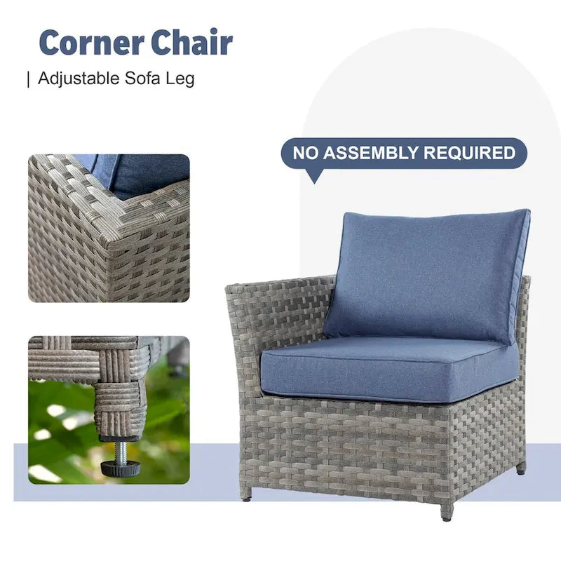 XIZZI 10-piece Outdoor Patio Furniture Rattan Wicker Conversation Sofa Set with Fire Pit