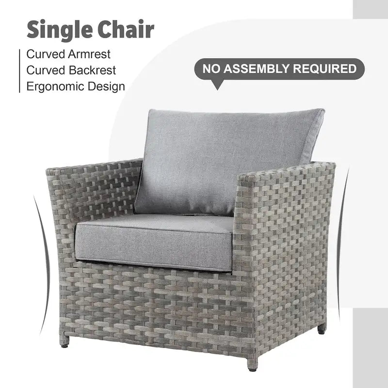 XIZZI 10-piece Outdoor Patio Furniture Rattan Wicker Conversation Sofa Set with Fire Pit
