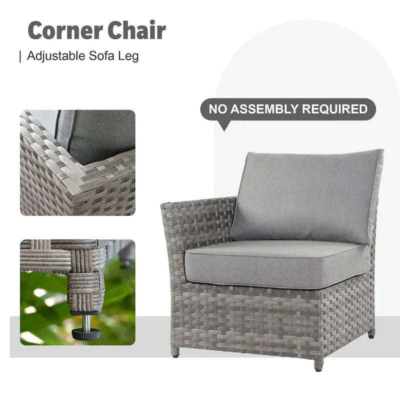 XIZZI 10-piece Outdoor Patio Furniture Rattan Wicker Conversation Sofa Set with Fire Pit