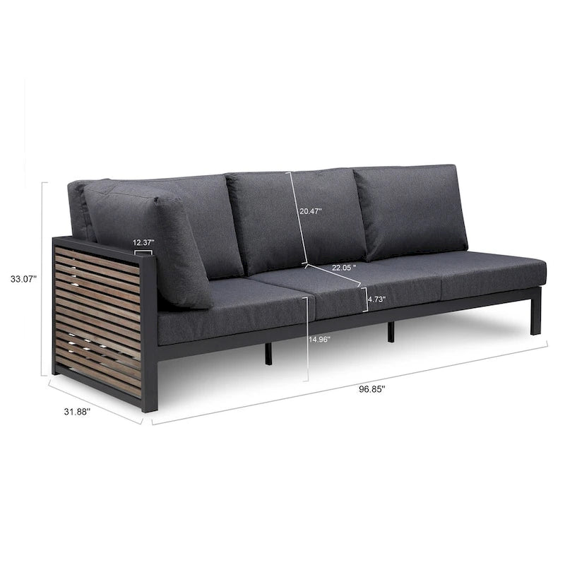 Cadora Teak Patio Sectional 3-seater- Right Hand Facing 96.85  - N/A