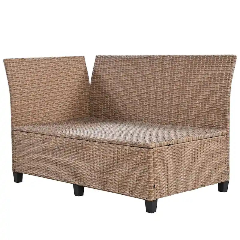 Brown 5-Piece Outdoor Patio PE Wicker Rattan L-Shaped Sectional Sofa Set