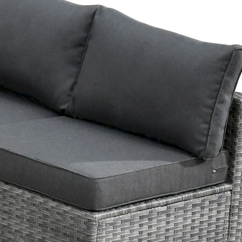 HOOOWOOO 8-piece Grey Wicker Outdoor Patio Furniture Sectional Set with Fire Pit