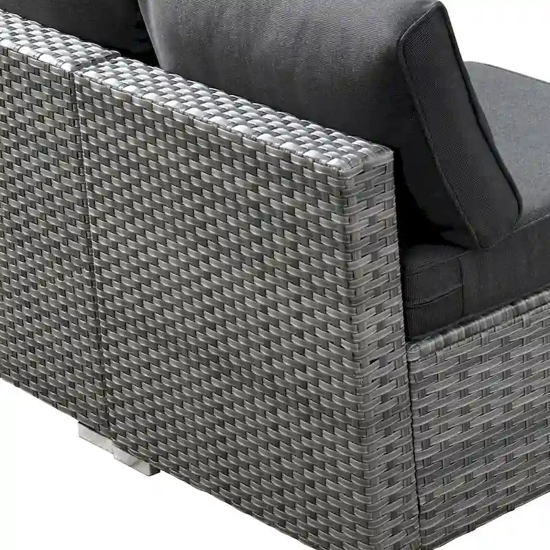 HOOOWOOO 8-piece Grey Wicker Outdoor Patio Furniture Sectional Set with Fire Pit
