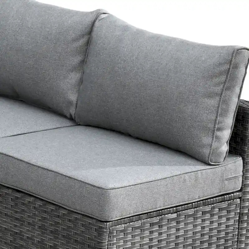 HOOOWOOO 8-piece Grey Wicker Outdoor Patio Furniture Sectional Set with Fire Pit