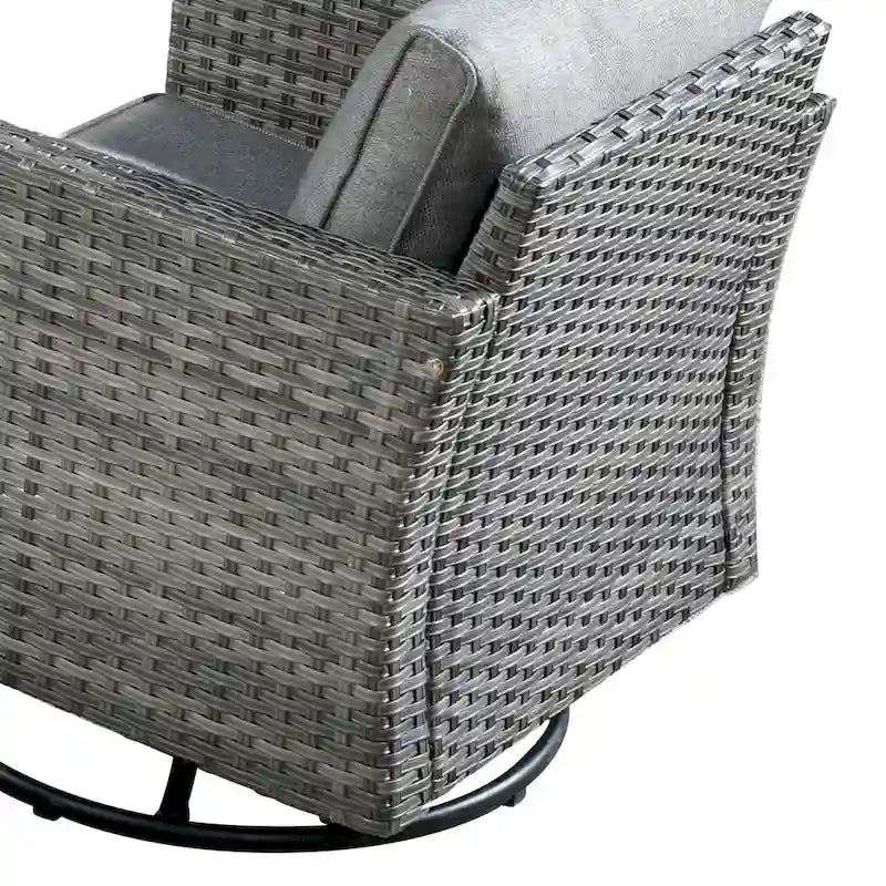 HOOOWOOO 8-piece Grey Wicker Outdoor Patio Furniture Sectional Set with Fire Pit